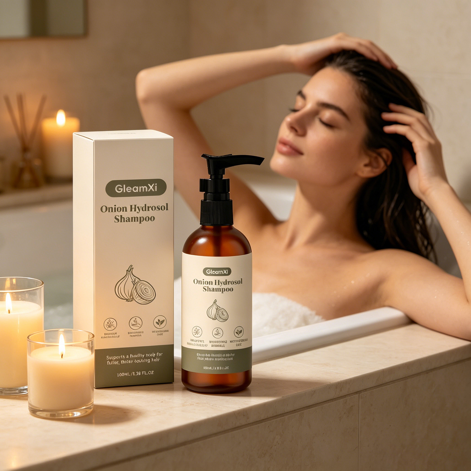 GleamXi Onion Shampoo Lasting  - Hair Care Natural Products のレビューと価格