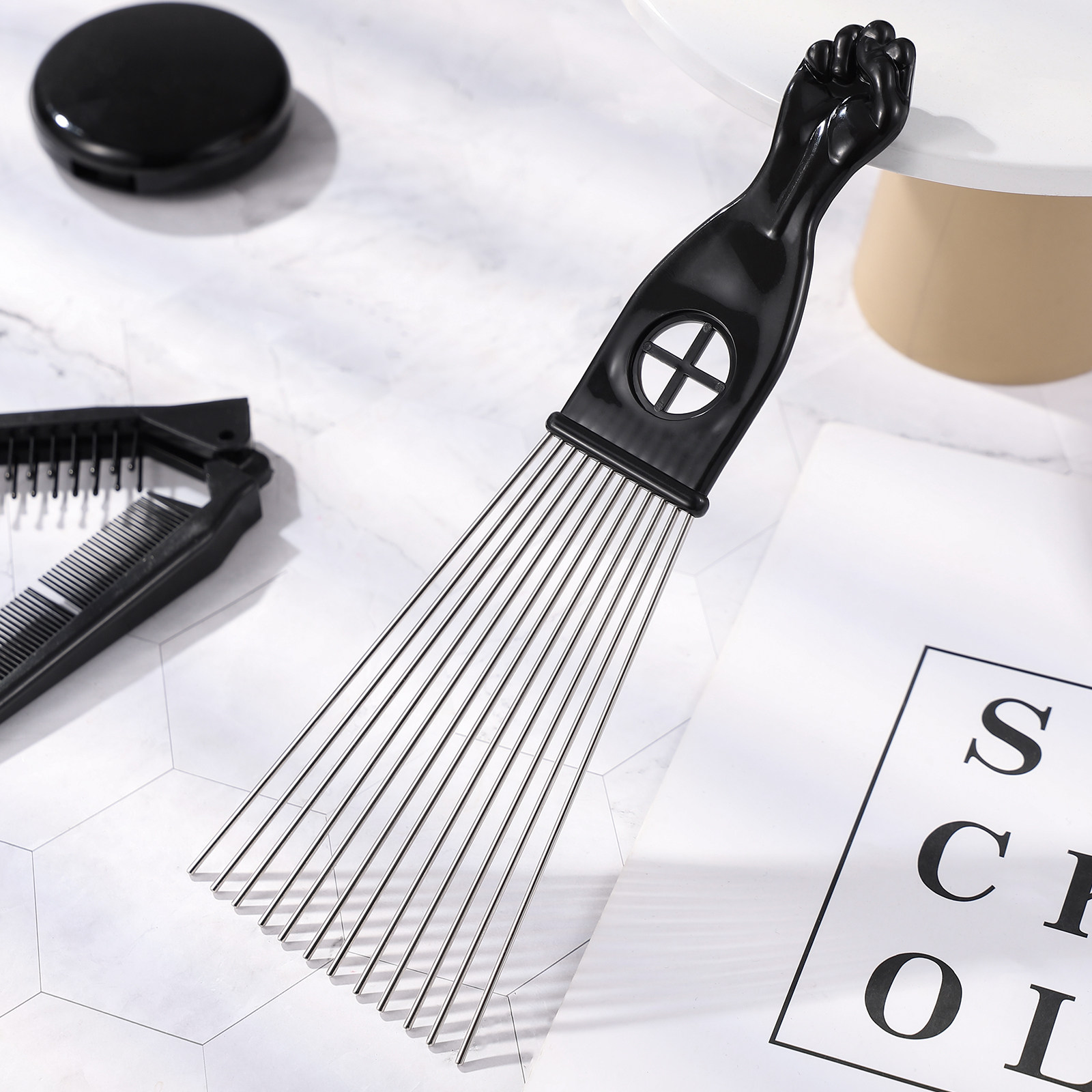 2Pcs Stainless Steel Hair Pick - Afro Pick Comb のレビューと価格