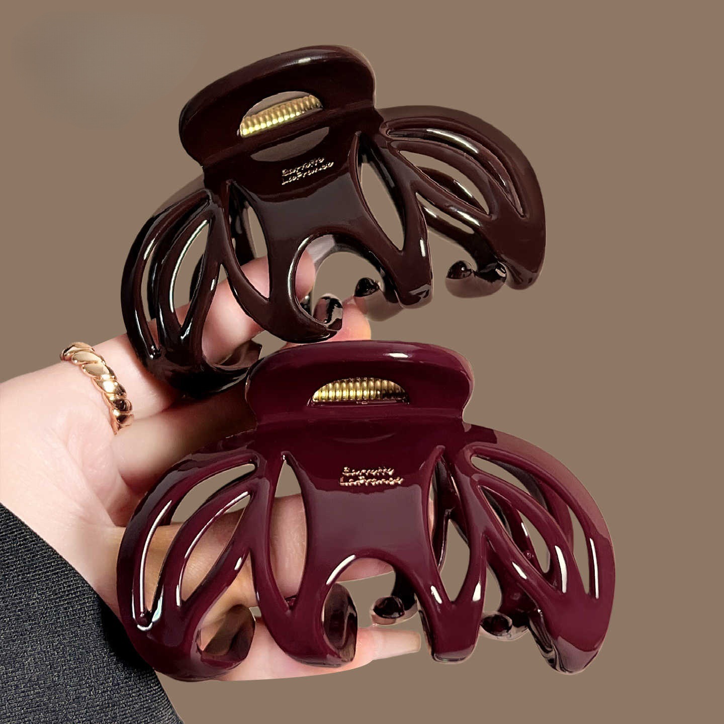 Vvintage Red Black Color Pumpk - Hair Clip Claw Large のレビューと価格