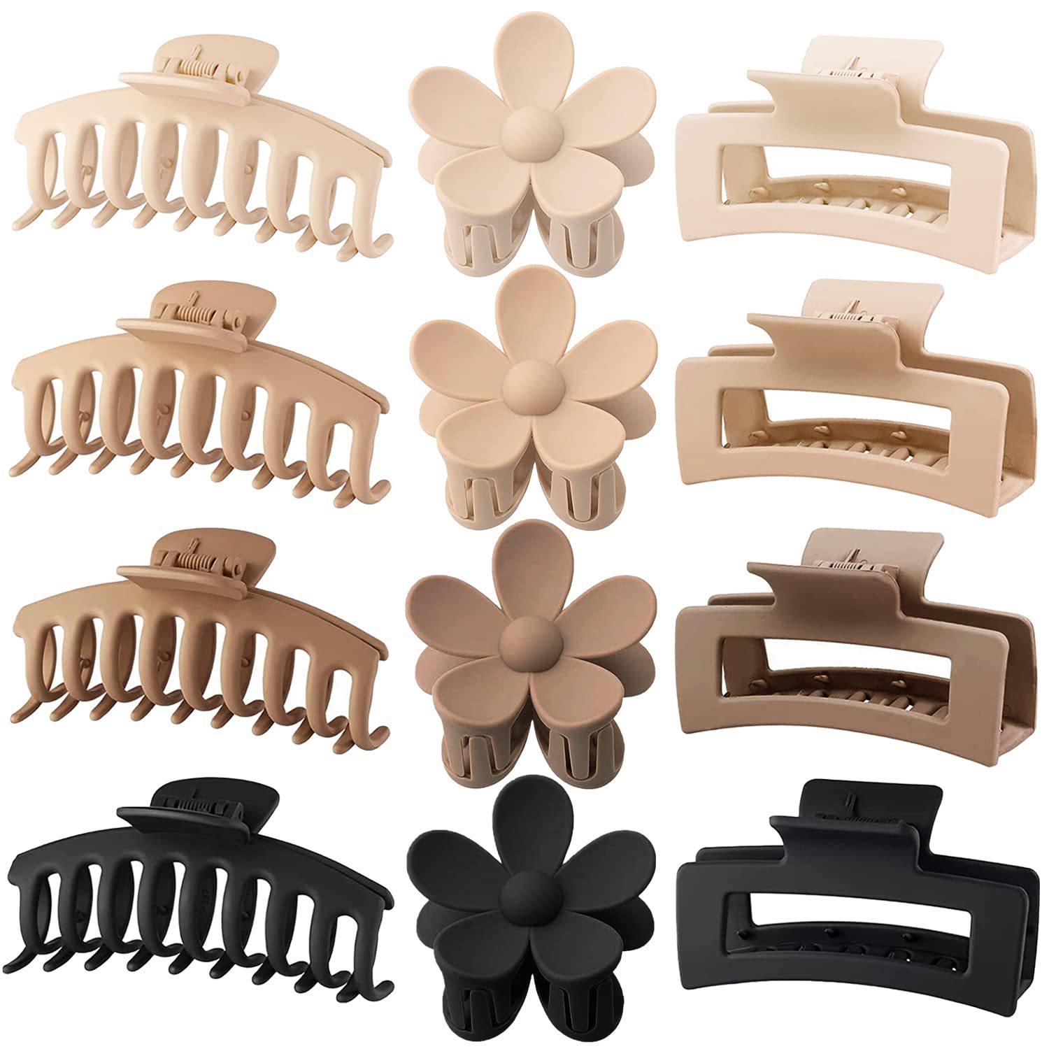 12Pcs Neutral Tone Plastic Hai - Hair Clip Claw Large のレビューと価格