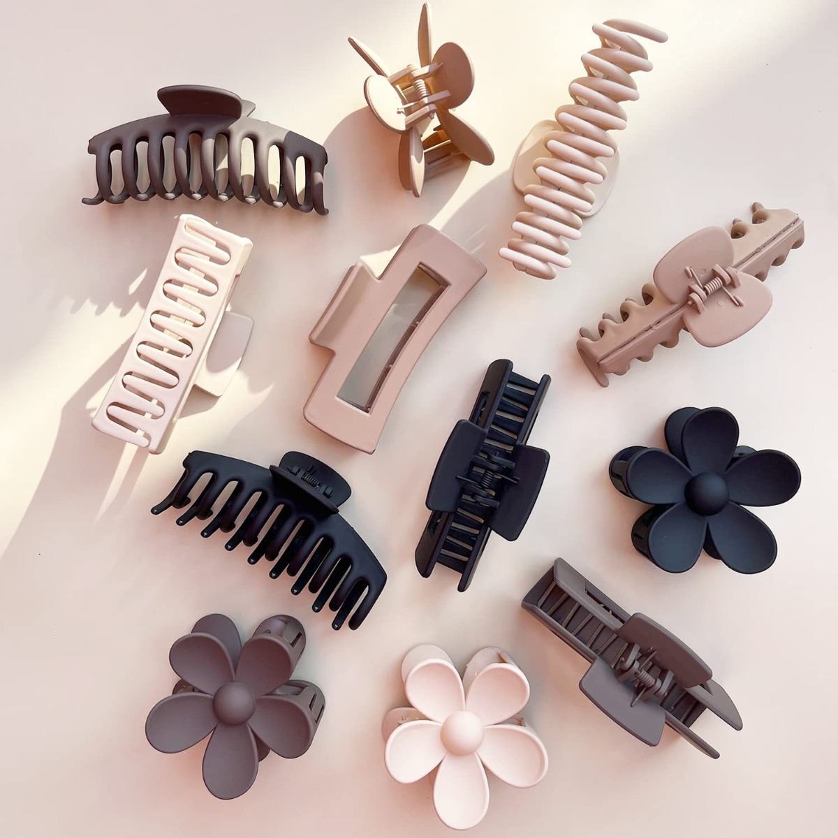 12Pcs Neutral Tone Plastic Hai - Hair Clip Claw Large のレビューと価格
