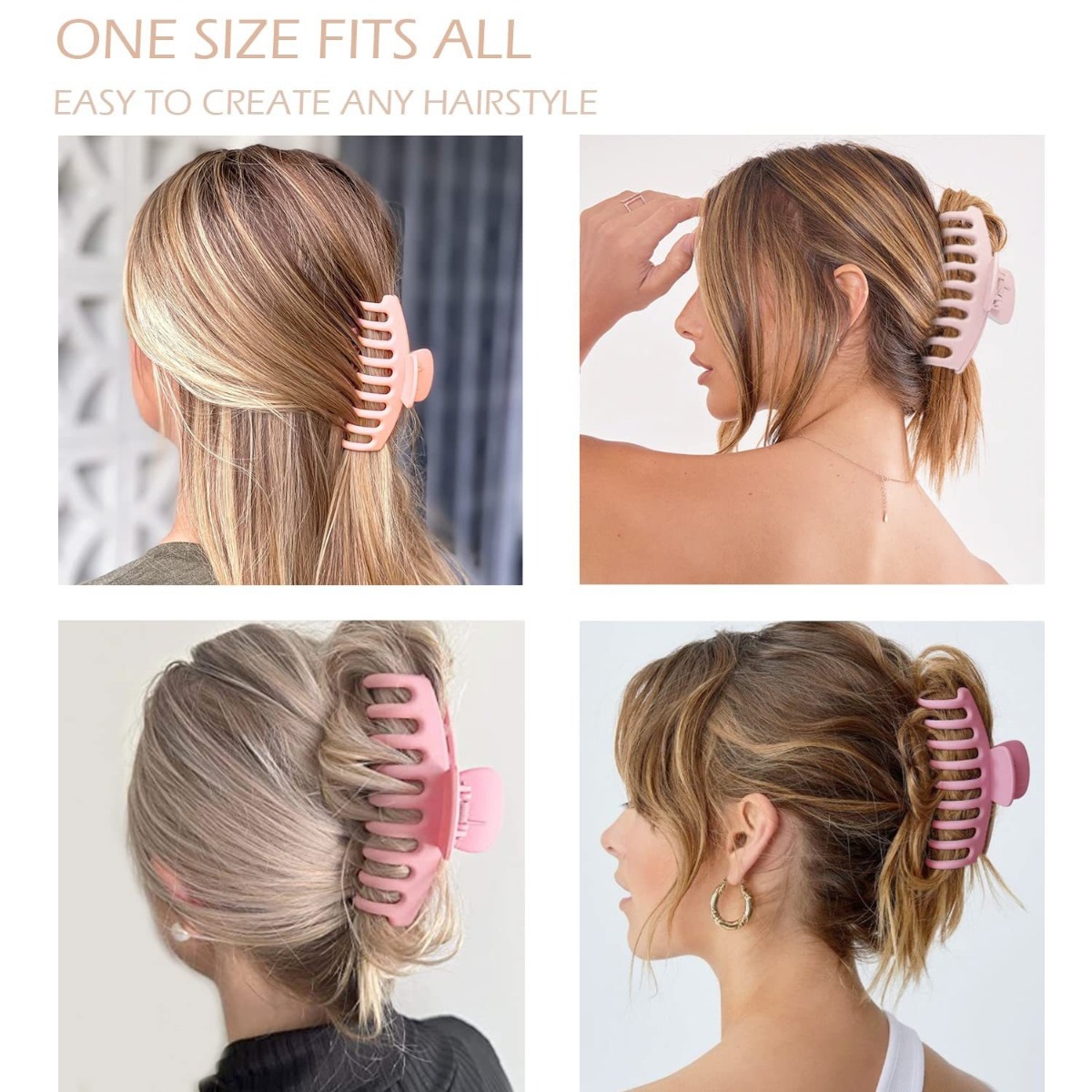 12Pcs Neutral Tone Plastic Hai - Hair Clip Claw Large のレビューと価格