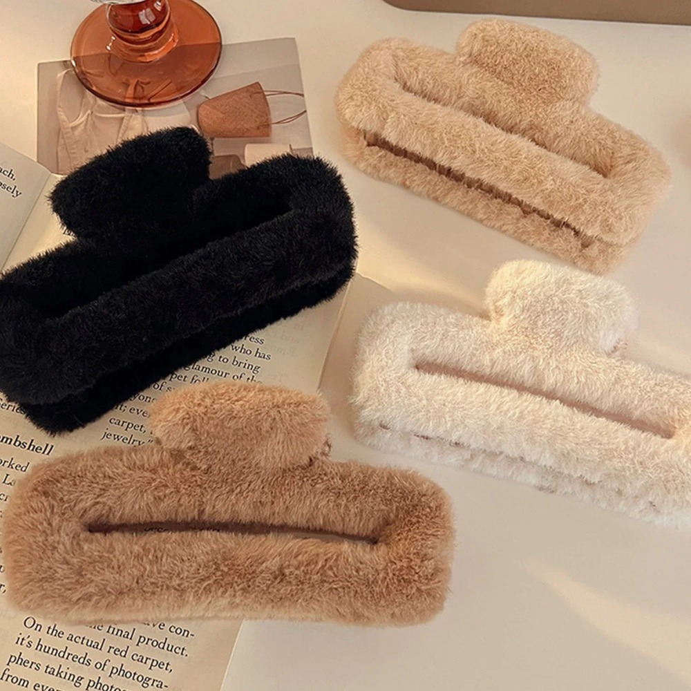 Winter Fluffy Plush Faux Fur B - Hair Clip Claw Large のレビューと価格