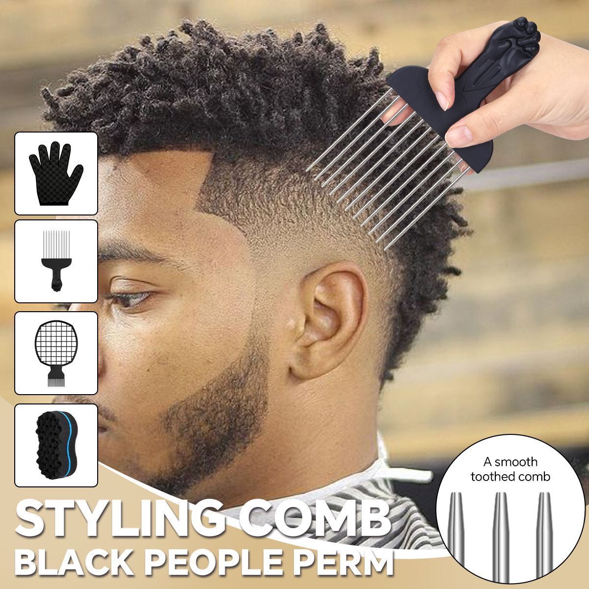 4Pcs Twist Hair Sponges Set Bi - Afro Pick Comb のレビューと価格