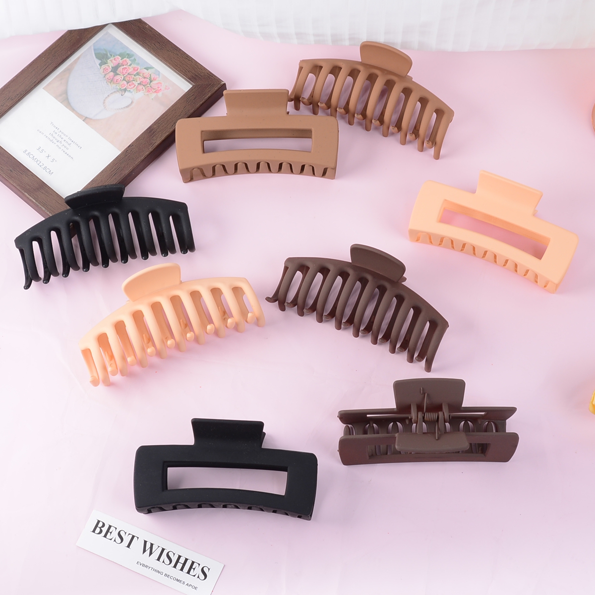Black Hair Clips for Women - 8 - Hair Clip Claw Large のレビューと価格
