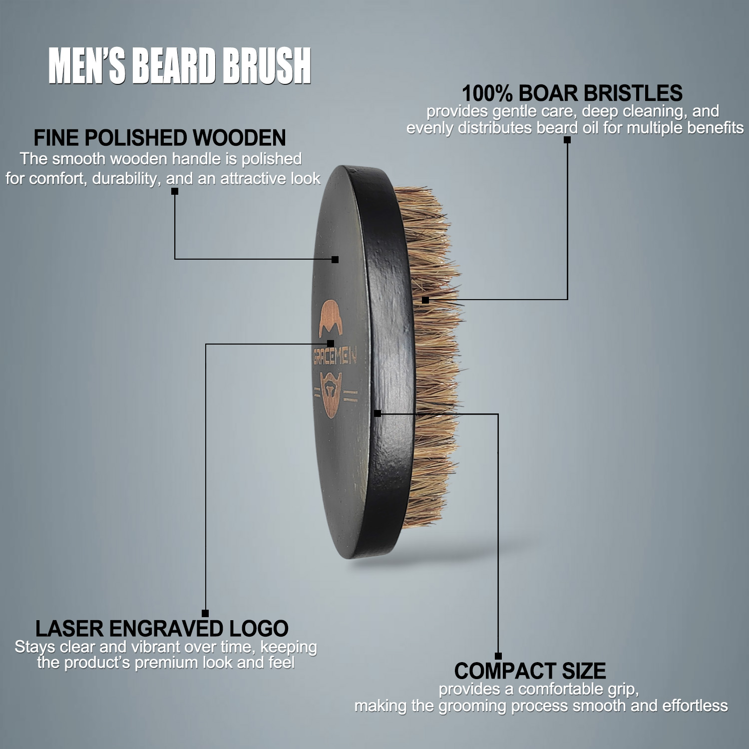 Gracemen Beard Brush - Natural - Hair Care For Men のレビューと価格