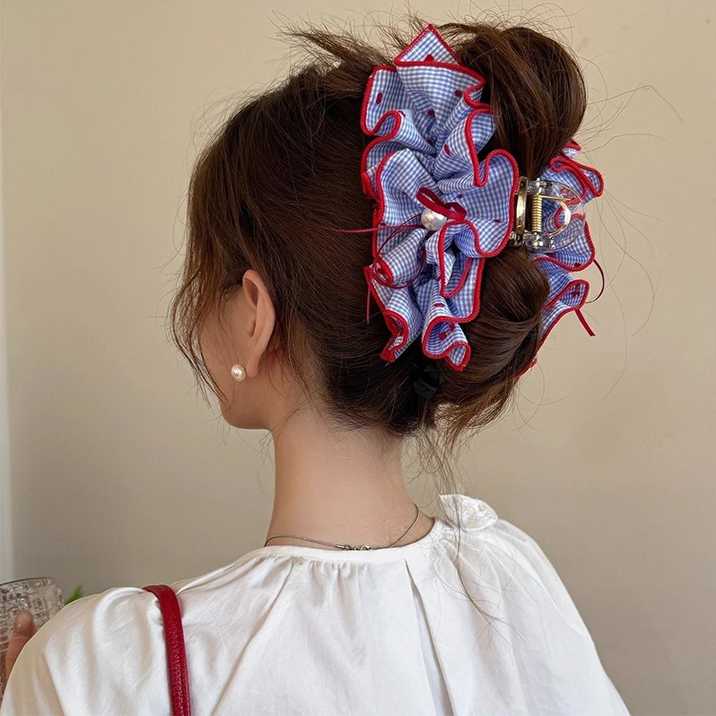 1pc Sweet and high-end fabric  - Hair Clip Claw Large のレビューと価格